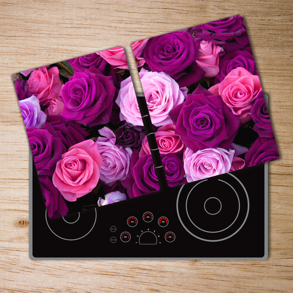 Protection pour plaque de cuisson Roses violettes