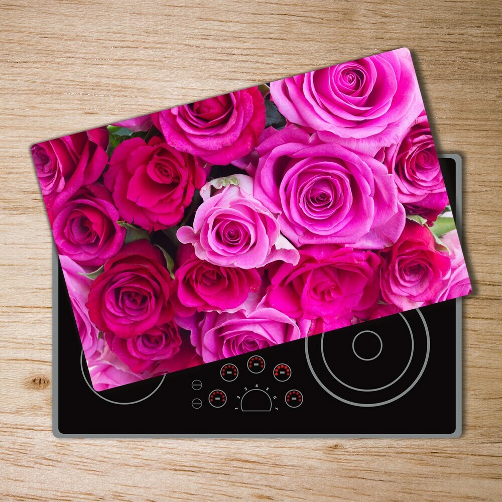 Protection pour plaque de cuisson Bouquet de roses roses