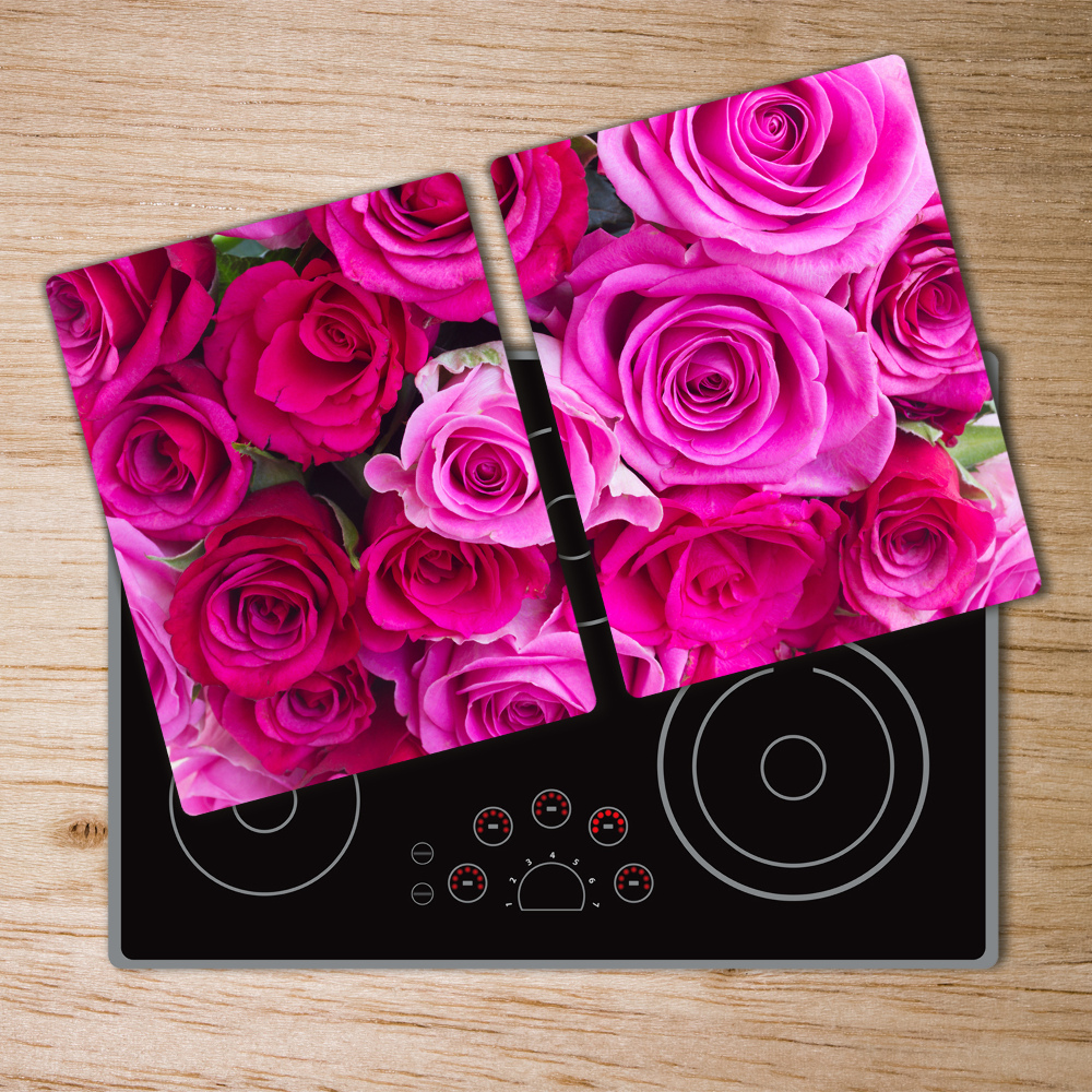 Protection pour plaque de cuisson Bouquet de roses roses