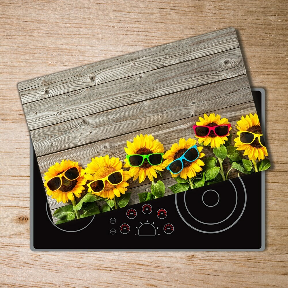 Protection pour plaque de cuisson Tournesols dans des verres