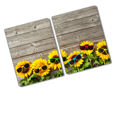 Protection pour plaque de cuisson Tournesols dans des verres