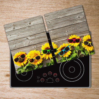 Protection pour plaque de cuisson Tournesols dans des verres