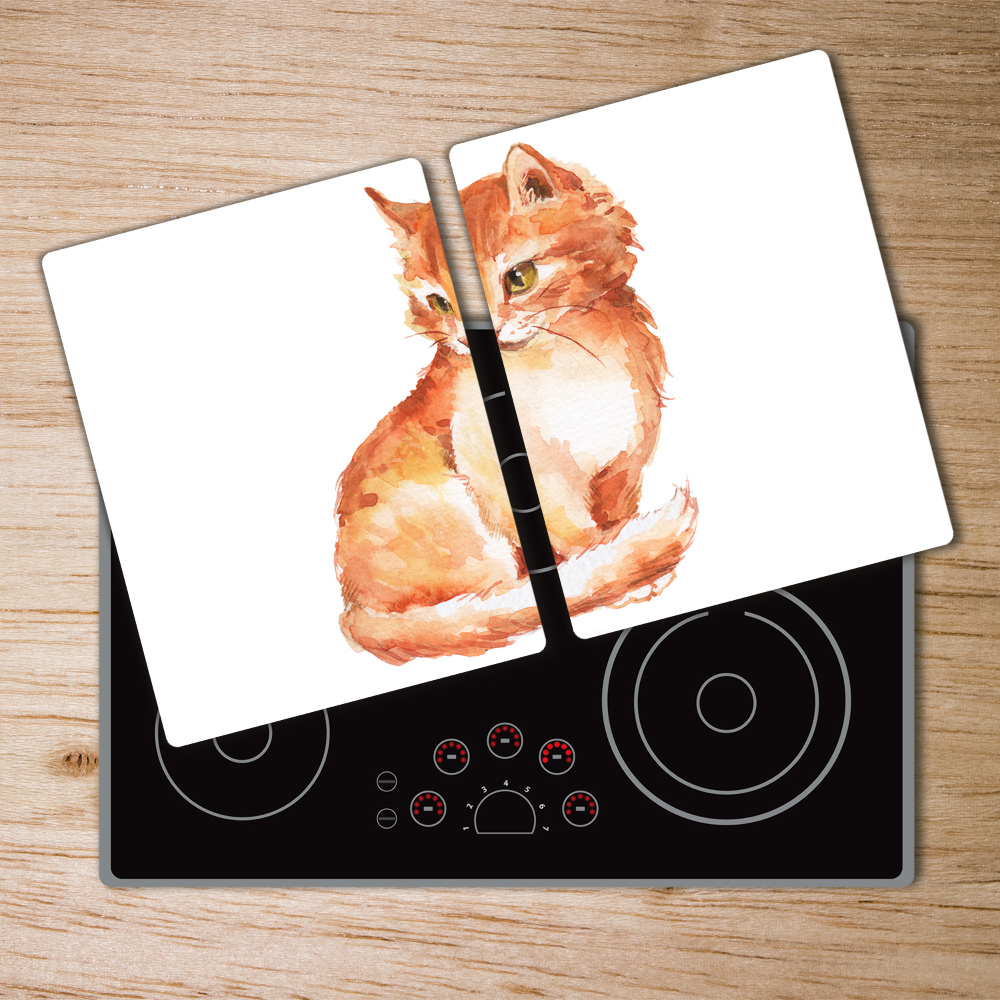 Protection plaque induction Illustration d'un chat rouge