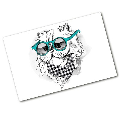 Protection plaque induction Illustration d'un chat avec des lunettes