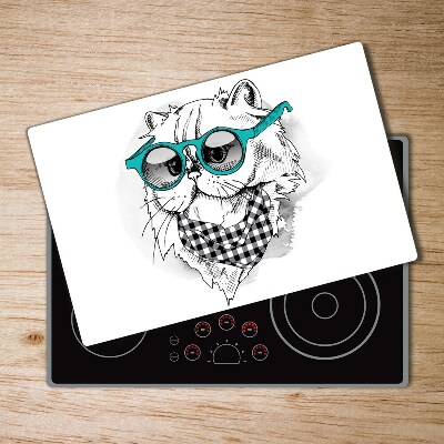 Protection plaque induction Illustration d'un chat avec des lunettes