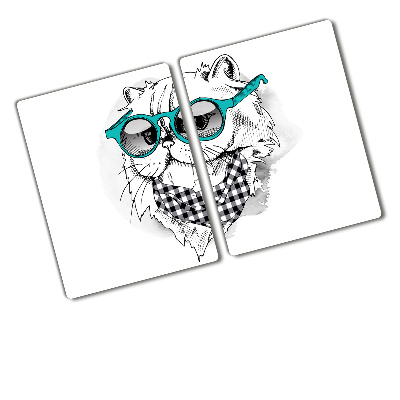 Protection plaque induction Illustration d'un chat avec des lunettes