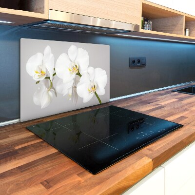 Protection pour plaque de cuisson Orchidée fleurs blanches