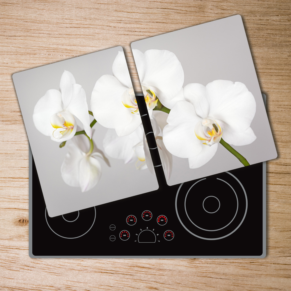 Protection pour plaque de cuisson Orchidée fleurs blanches