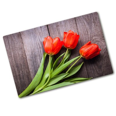 Protection pour plaque de cuisson Tulipes rouges