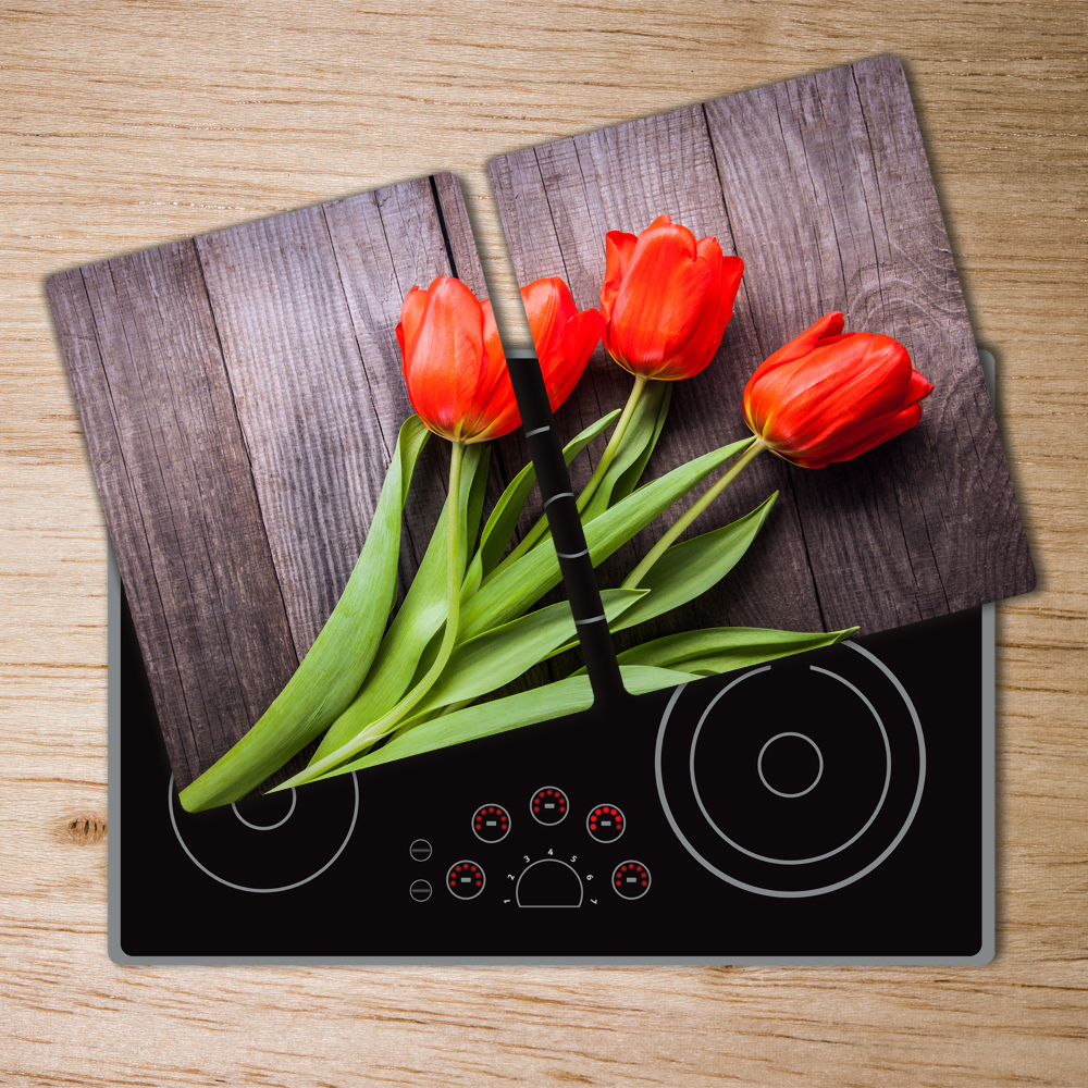 Protection pour plaque de cuisson Tulipes rouges