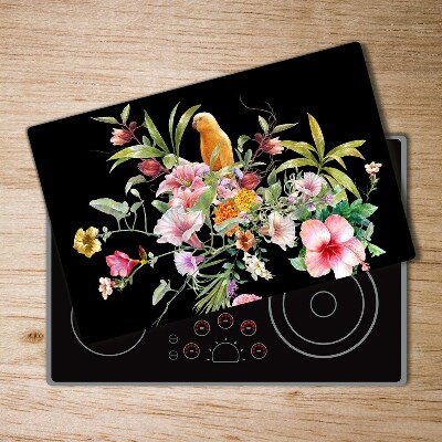 Protection plaque induction Fleurs et oiseaux