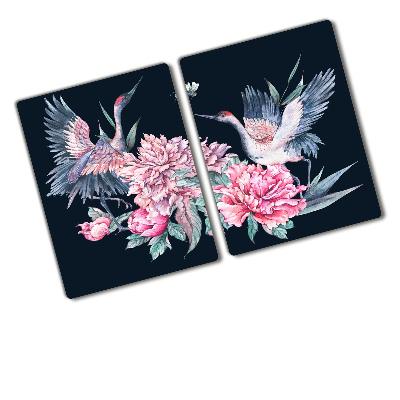 Protection plaque induction Grues et pivoines