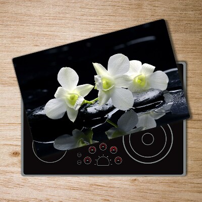 Protection pour plaque de cuisson Orchidée pierres noires