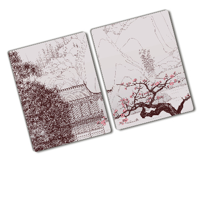 Protection plaque induction Paysage chinois