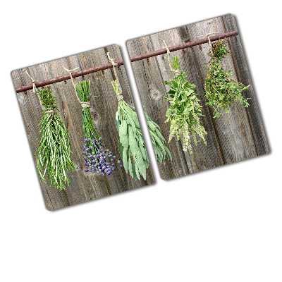 Protection plaque induction Herbes sur une ficelle de bois