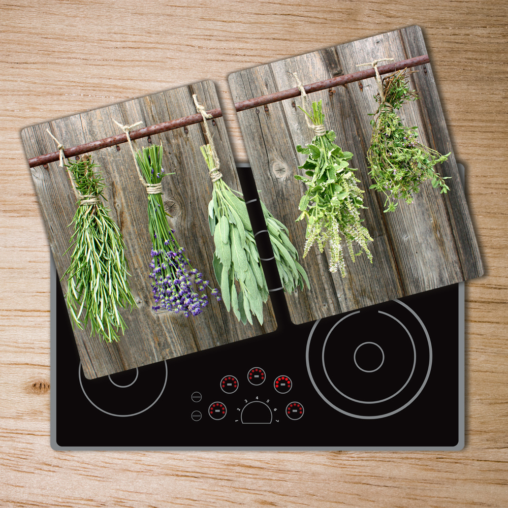 Protection plaque induction Herbes sur une ficelle de bois