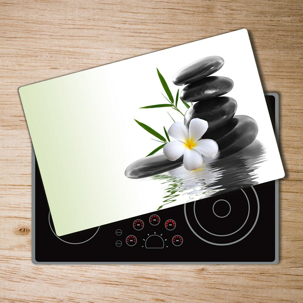 Protection pour plaque de cuisson Pierres et fleurs zen