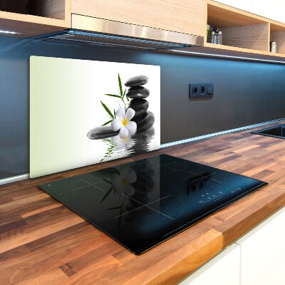 Protection pour plaque de cuisson Pierres et fleurs zen