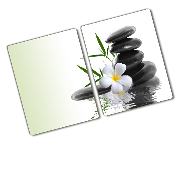 Protection pour plaque de cuisson Pierres et fleurs zen