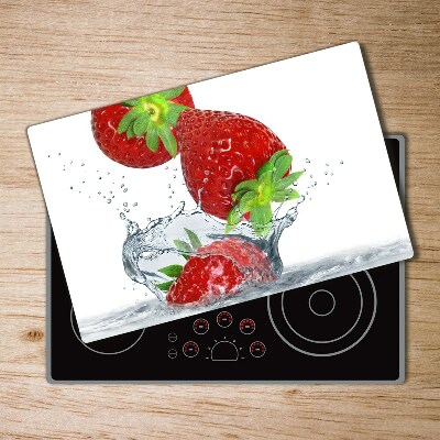 Planche à découper en verre Fraises et eau