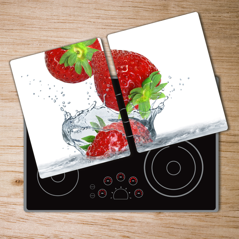 Planche à découper en verre Fraises et eau