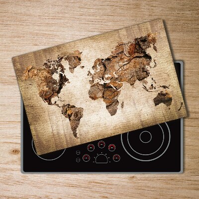 Protection plaque induction Carte du monde en bois