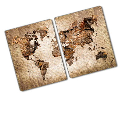 Protection plaque induction Carte du monde en bois