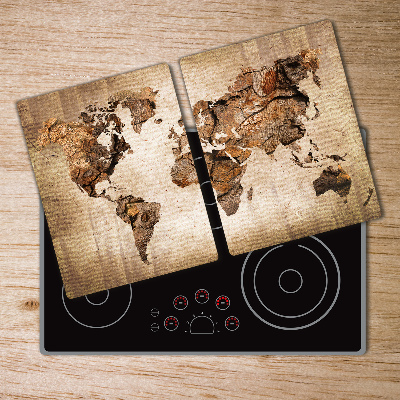 Protection plaque induction Carte du monde en bois