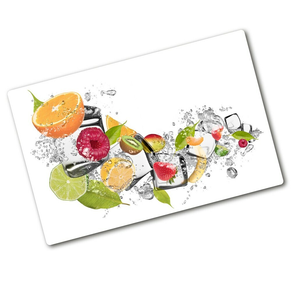 Planche à découper en verre Fruits avec glaçons