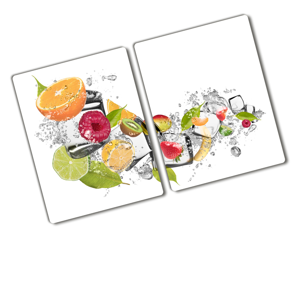 Planche à découper en verre Fruits avec glaçons