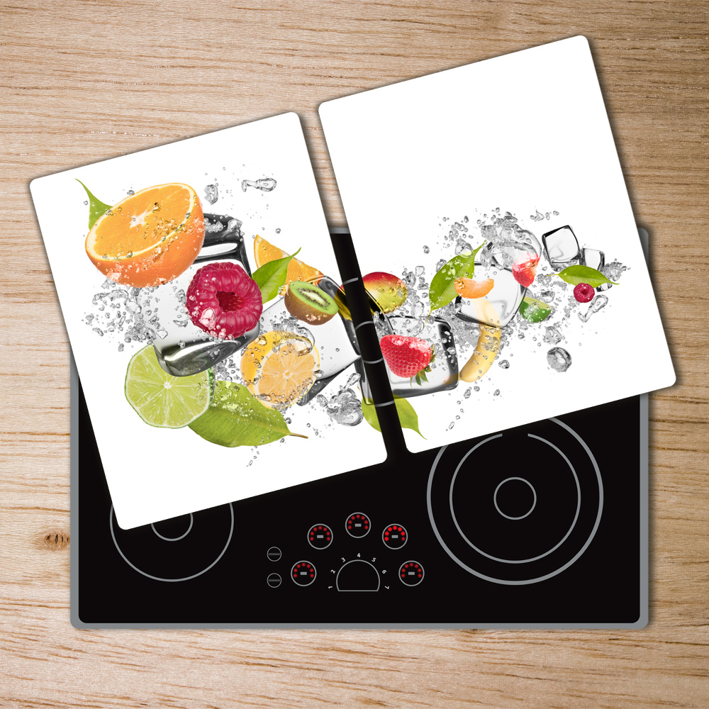 Planche à découper en verre Fruits avec glaçons