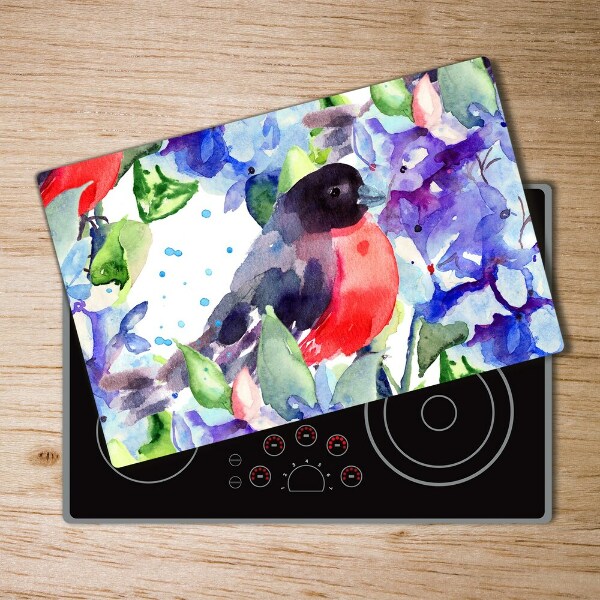 Protection plaque induction Oiseau et fleurs