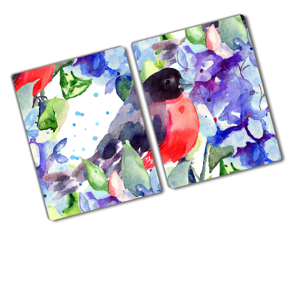 Protection plaque induction Oiseau et fleurs