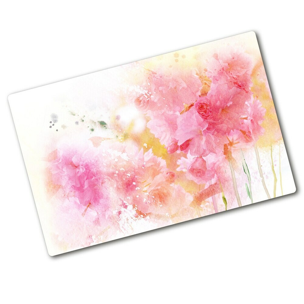 Protection plaque induction Fleurs peintes