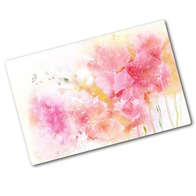 Protection plaque induction Fleurs peintes