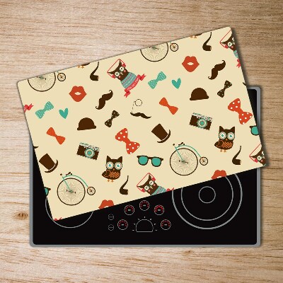 Protection pour plaque de cuisson Hiboux hipster