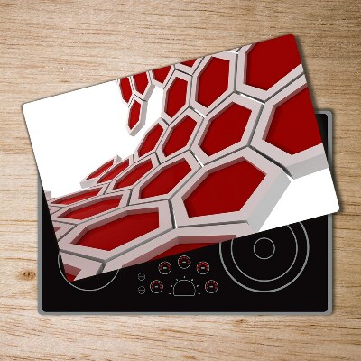 Protection plaque induction Hexagones rouges abstraits 3D