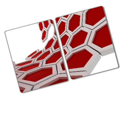 Protection plaque induction Hexagones rouges abstraits 3D