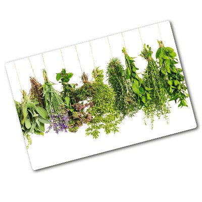 Planche à découper en verre Herbes sur une ficelle