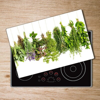 Planche à découper en verre Herbes sur une ficelle