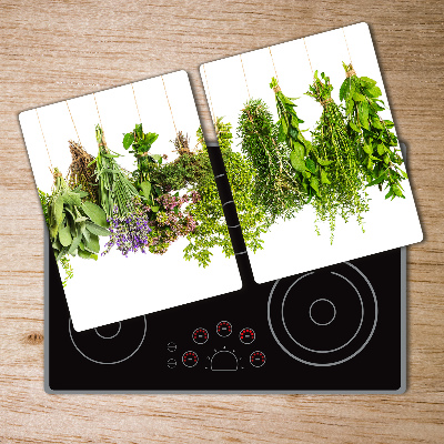 Planche à découper en verre Herbes sur une ficelle