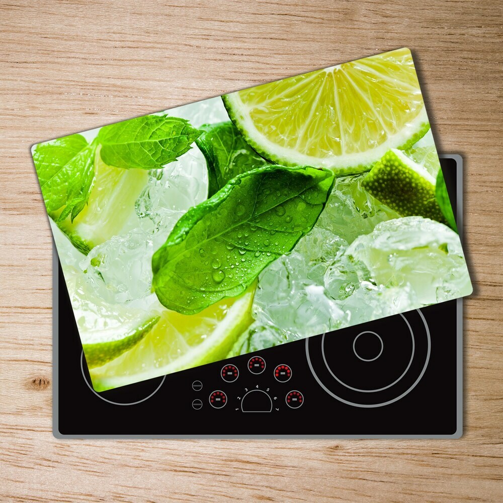 Planche à découper en verre Citron vert avec glace