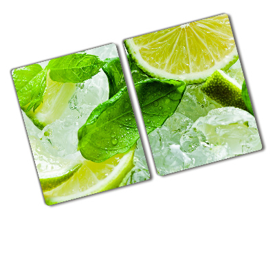 Planche à découper en verre Citron vert avec glace