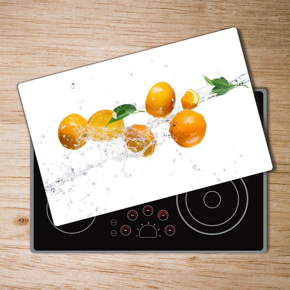 Planche à découper en verre Oranges et eau