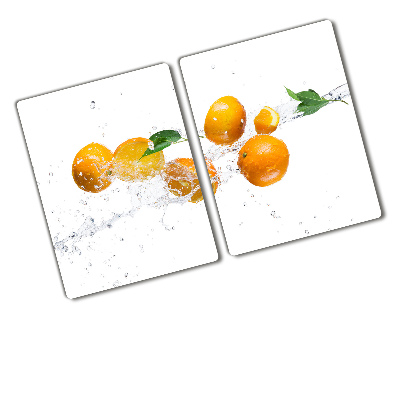 Planche à découper en verre Oranges et eau