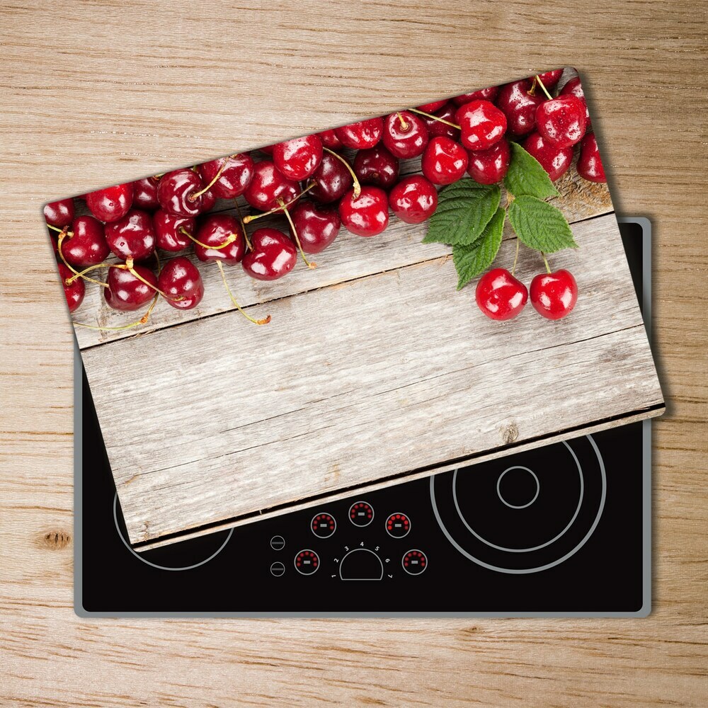 Cache plaque de cuisson Cerises sur bois