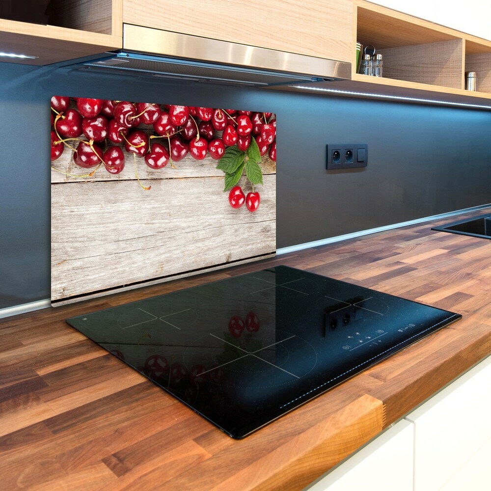 Cache plaque de cuisson Cerises sur bois