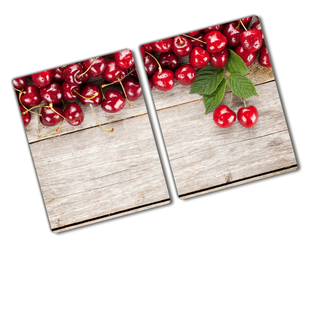 Cache plaque de cuisson Cerises sur bois