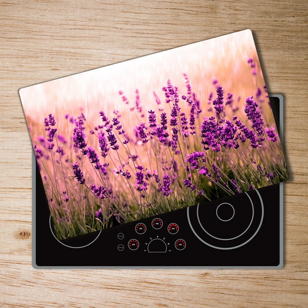 Protection pour plaque de cuisson Fleurs violettes lavande