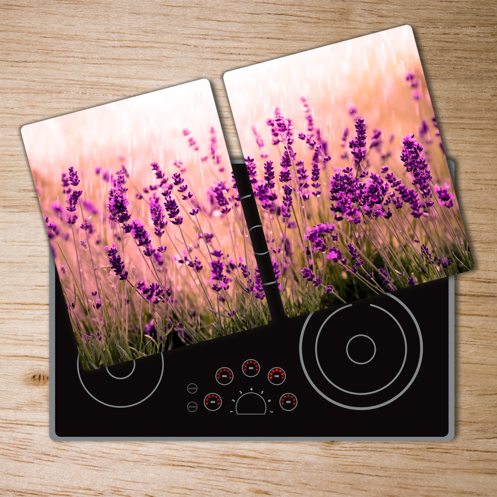 Protection pour plaque de cuisson Fleurs violettes lavande